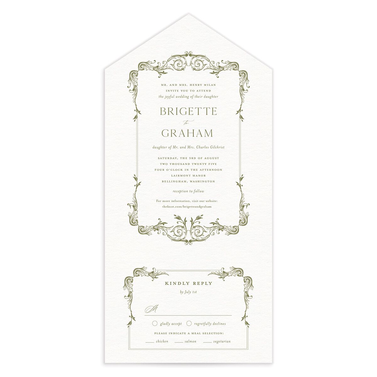 Vintage Ornate Frame All-in-One Wedding Invitations