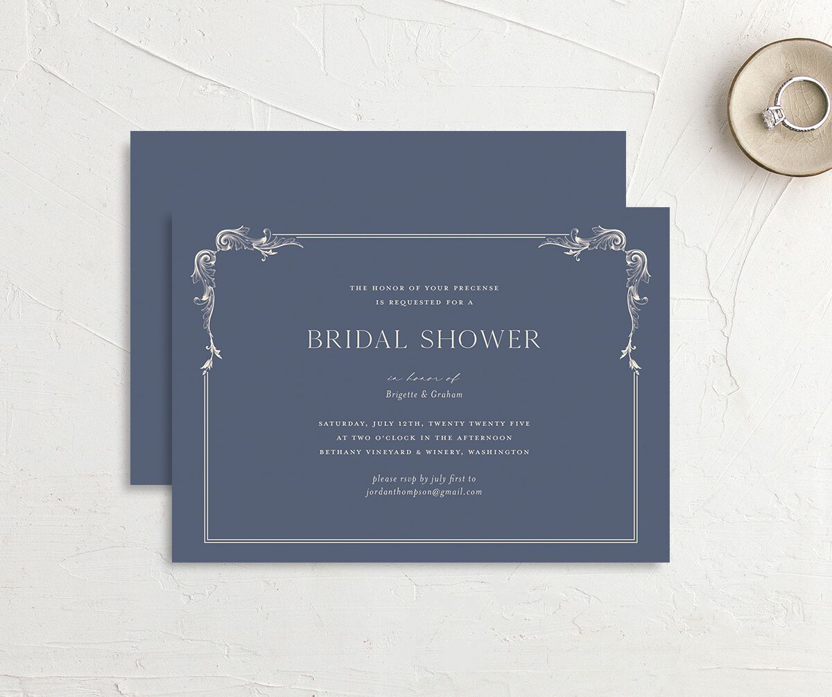 Vintage Ornate Frame Bridal Shower Invitations front-and-back