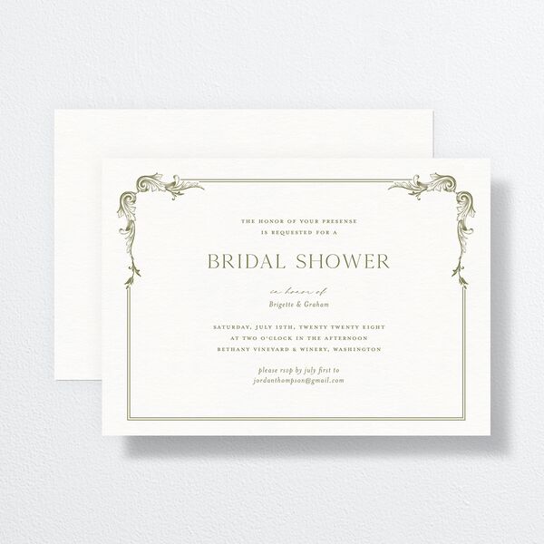 Vintage Ornate Frame Bridal Shower Invitations Olive Signature Standard