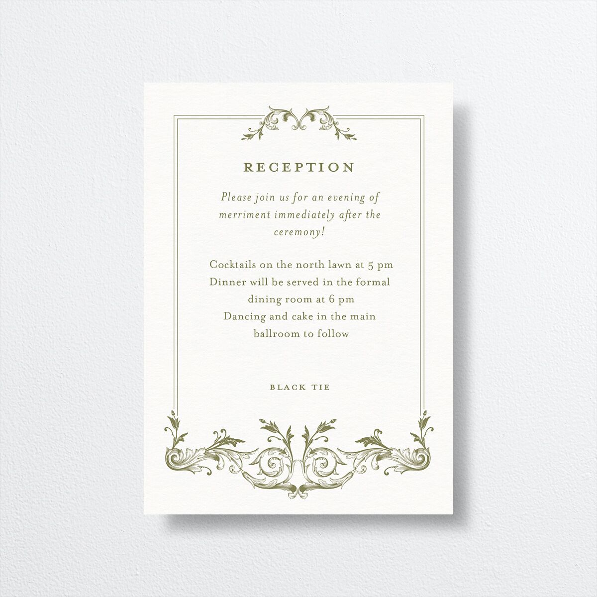 Vintage Ornate Frame Wedding Enclosure Cards Olive Signature Standard
