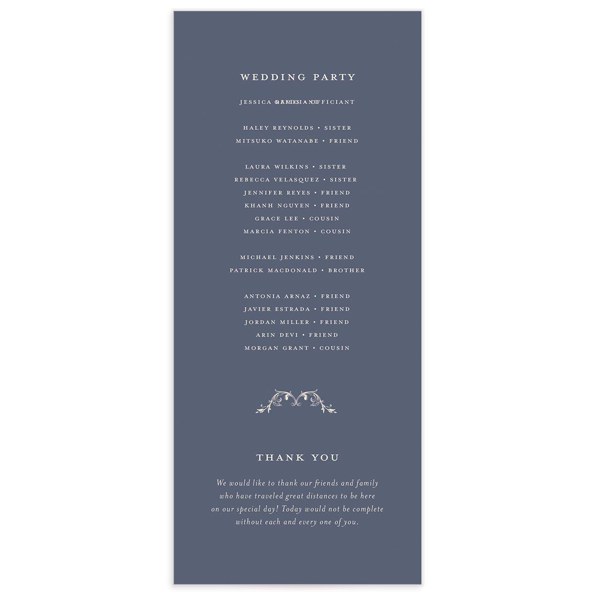 Vintage Ornate Frame Wedding Programs back