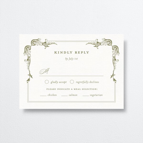 Vintage Ornate Frame Wedding Response Cards Olive Signature Standard