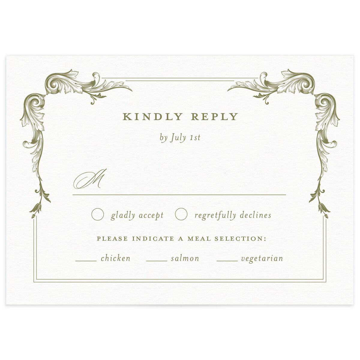 Vintage Ornate Frame Wedding Response Cards