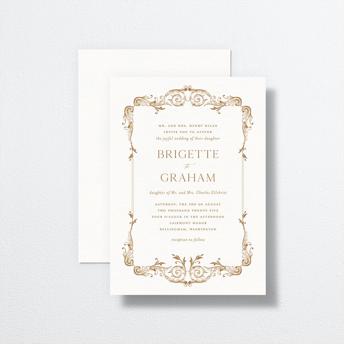 Vintage Ornate Frame Wedding Invitations front-and-back