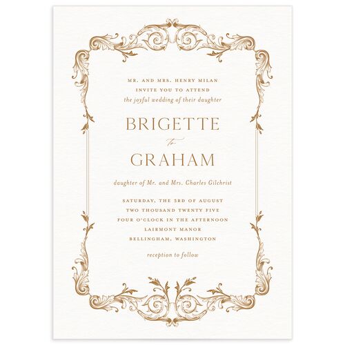 Vintage Ornate Frame Wedding Invitations - Gold