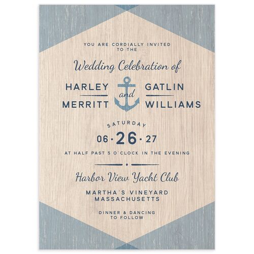 Rustic Seaside Wedding Invitations - Blue