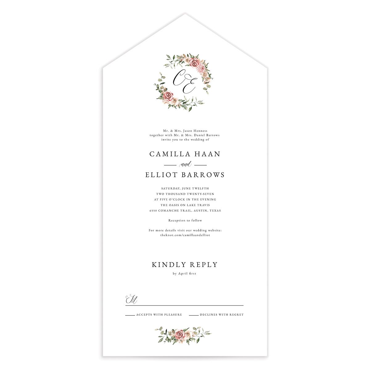 Floral Monogram All-in-One Wedding Invitations