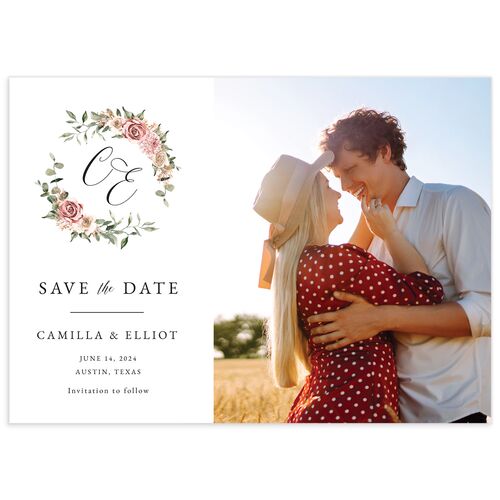 Floral Monogram Save The Date Cards - 