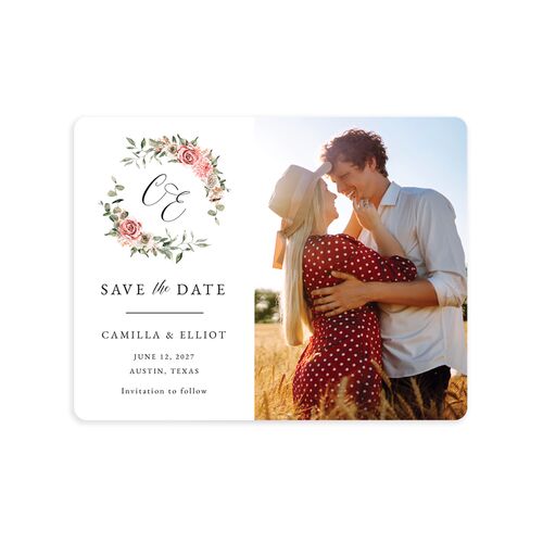 Floral Monogram Save The Date Magnets - 