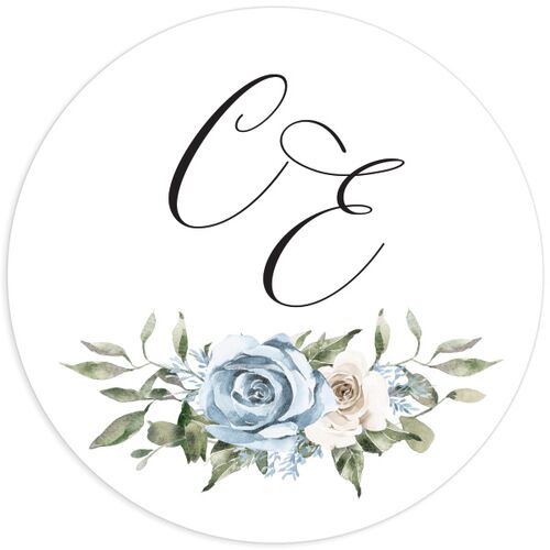 Floral Monogram Wedding Stickers Dusty Blue Sticker