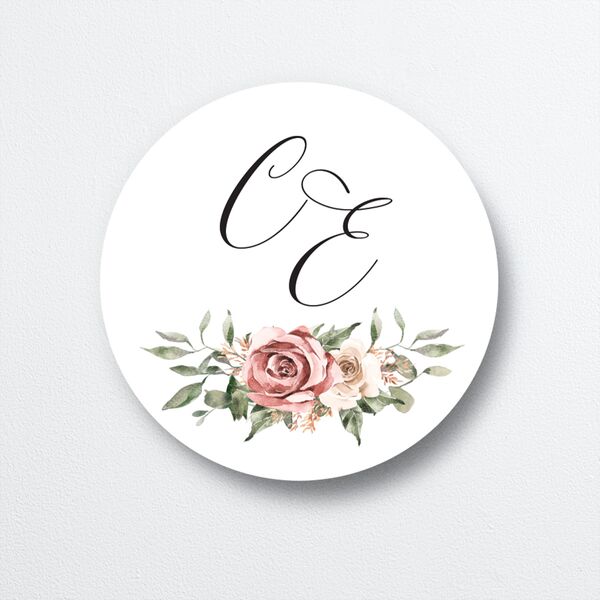 Floral Monogram Wedding Stickers Rose Quartz