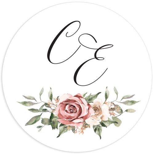 Floral Monogram Wedding Stickers - 