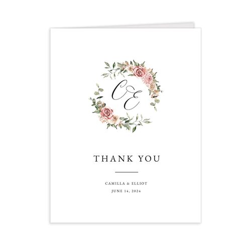 Floral Monogram Thank You Cards - 