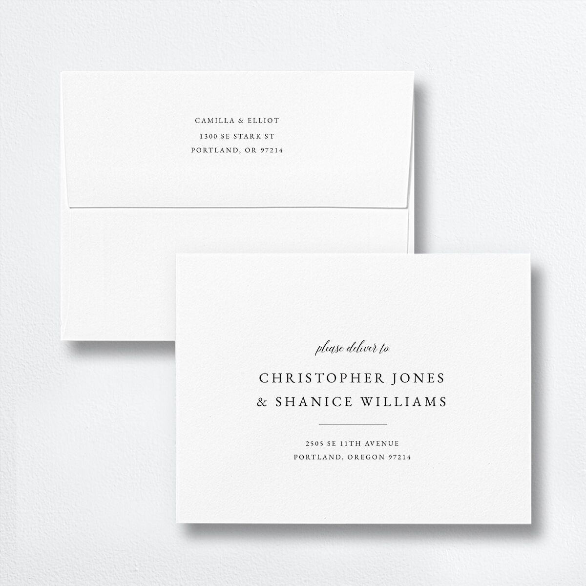 Floral Monogram Thank You Card Envelopes White Standard Rose Quartz Both Recipient and Return Addresses Signature