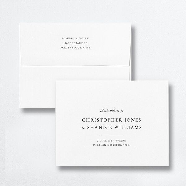 Floral Monogram Thank You Card Envelopes White Standard Rose Quartz Both Recipient and Return Addresses Signature