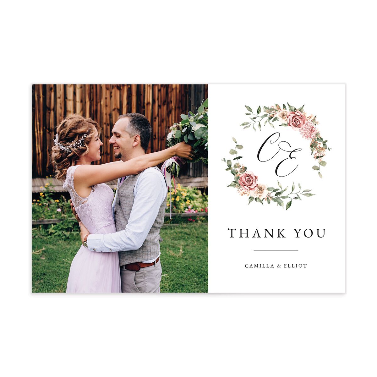 Floral Monogram Thank You Postcards