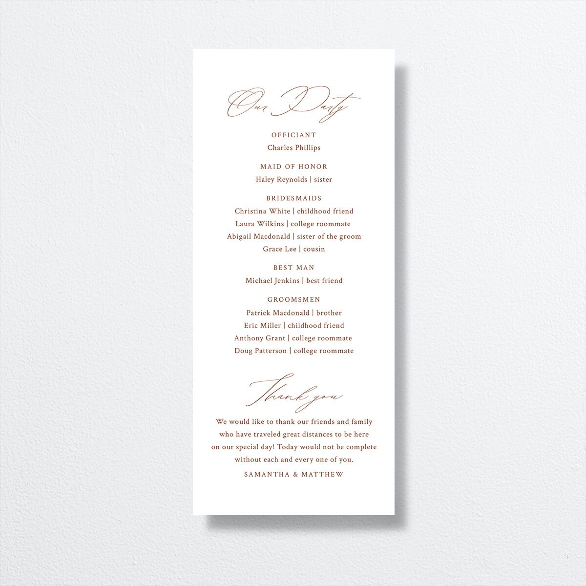 Rustic Branches Wedding Programs Terracotta Pearlescent