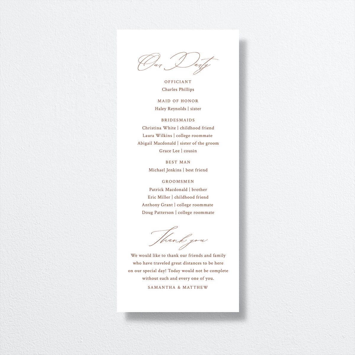 Rustic Branches Wedding Programs back in red