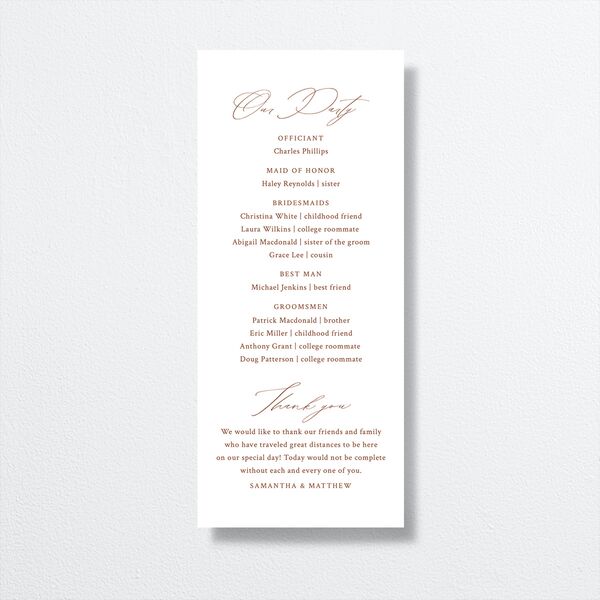 Rustic Branches Wedding Programs Terracotta Pearlescent
