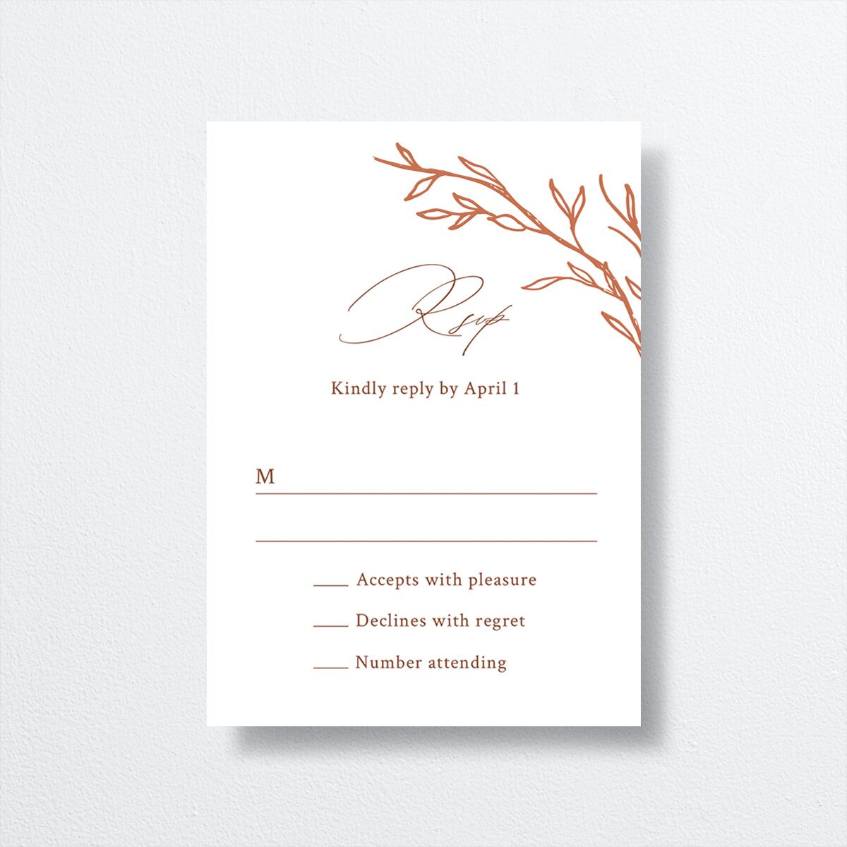 Rustic Branches Wedding Response Cards front