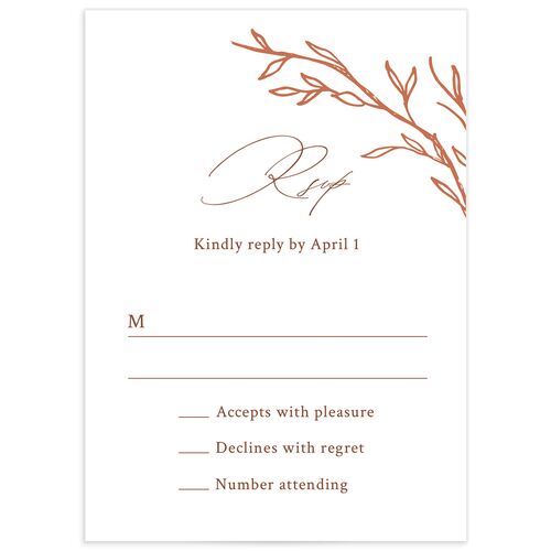 Rustic Branches Wedding Response Cards Terracotta Signature smooth