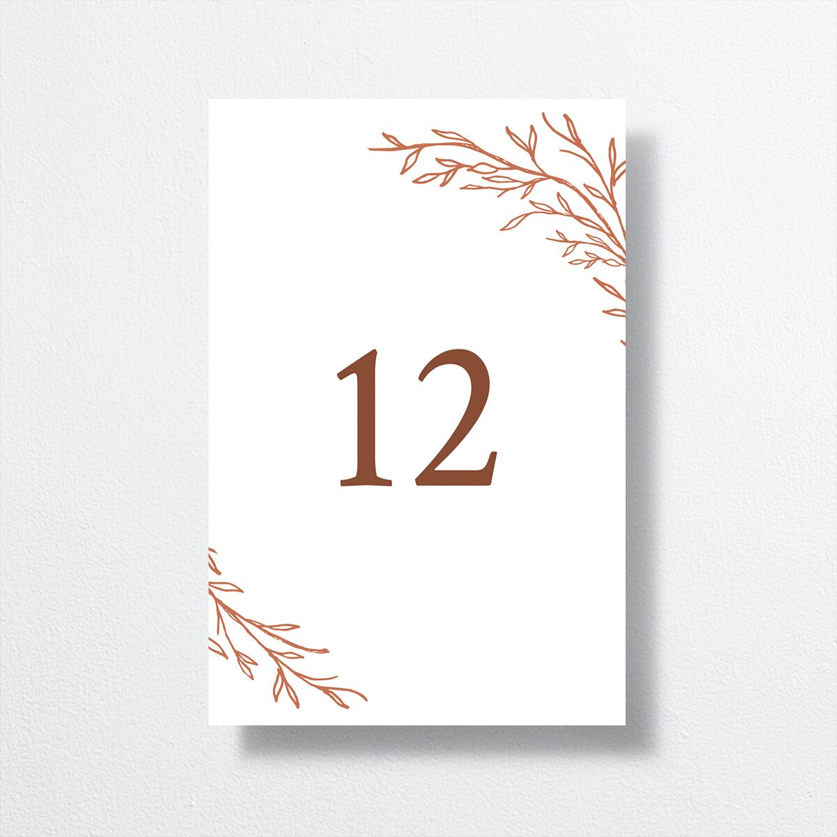 Rustic Branches Table Numbers front in red