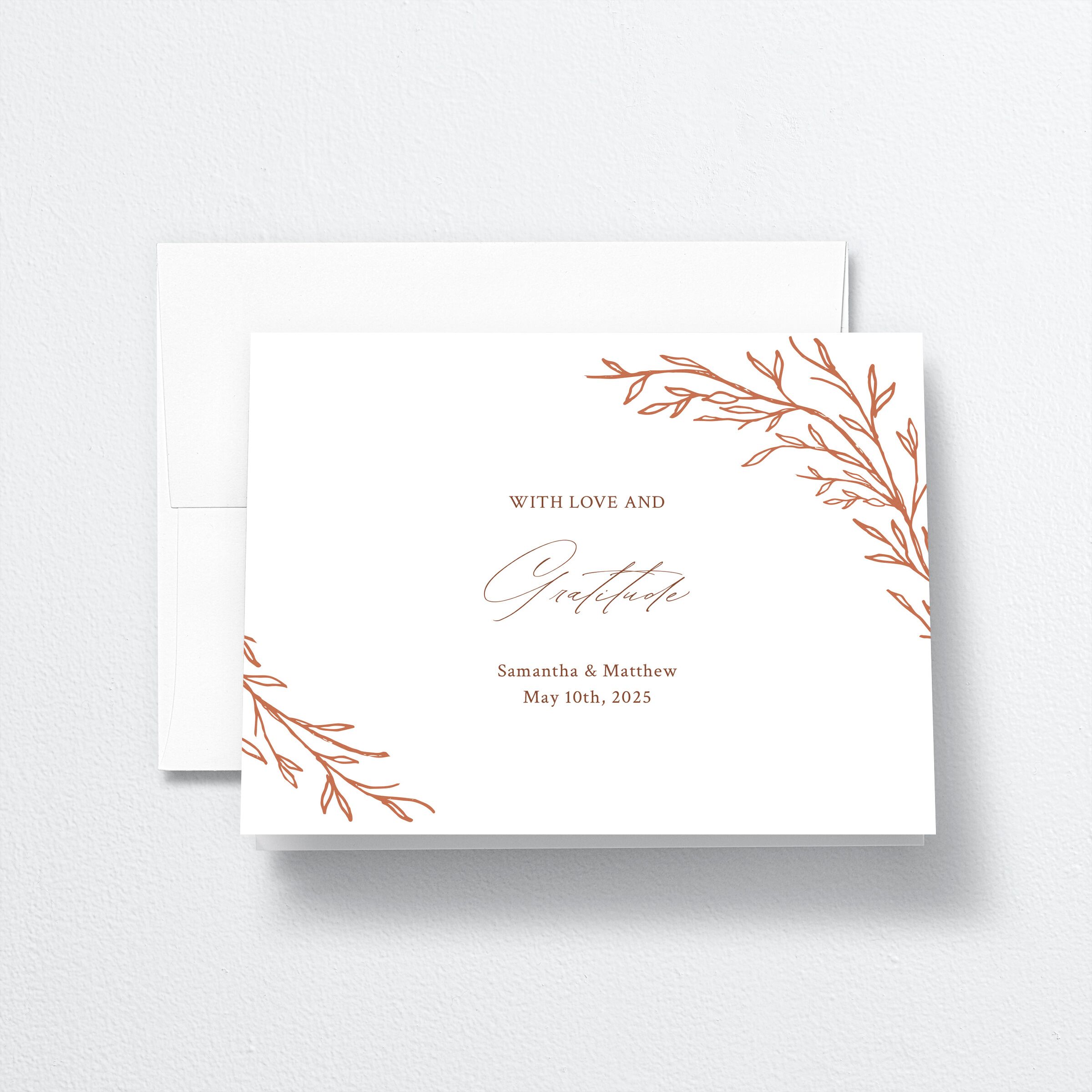 Rustic Branches Thank You Cards front in red