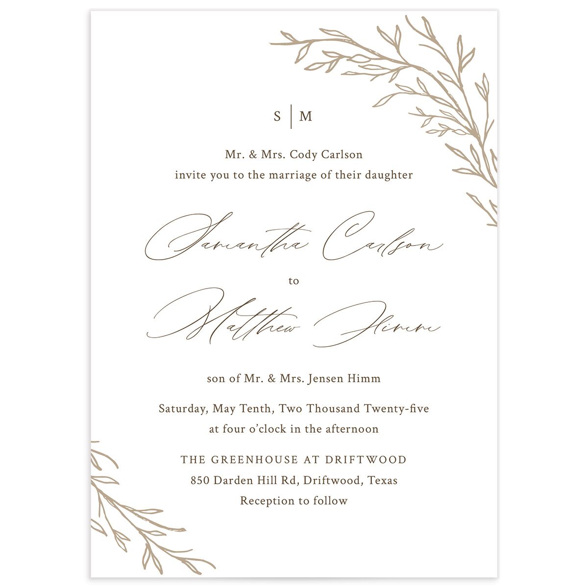 Rustic Branches Wedding Invitations