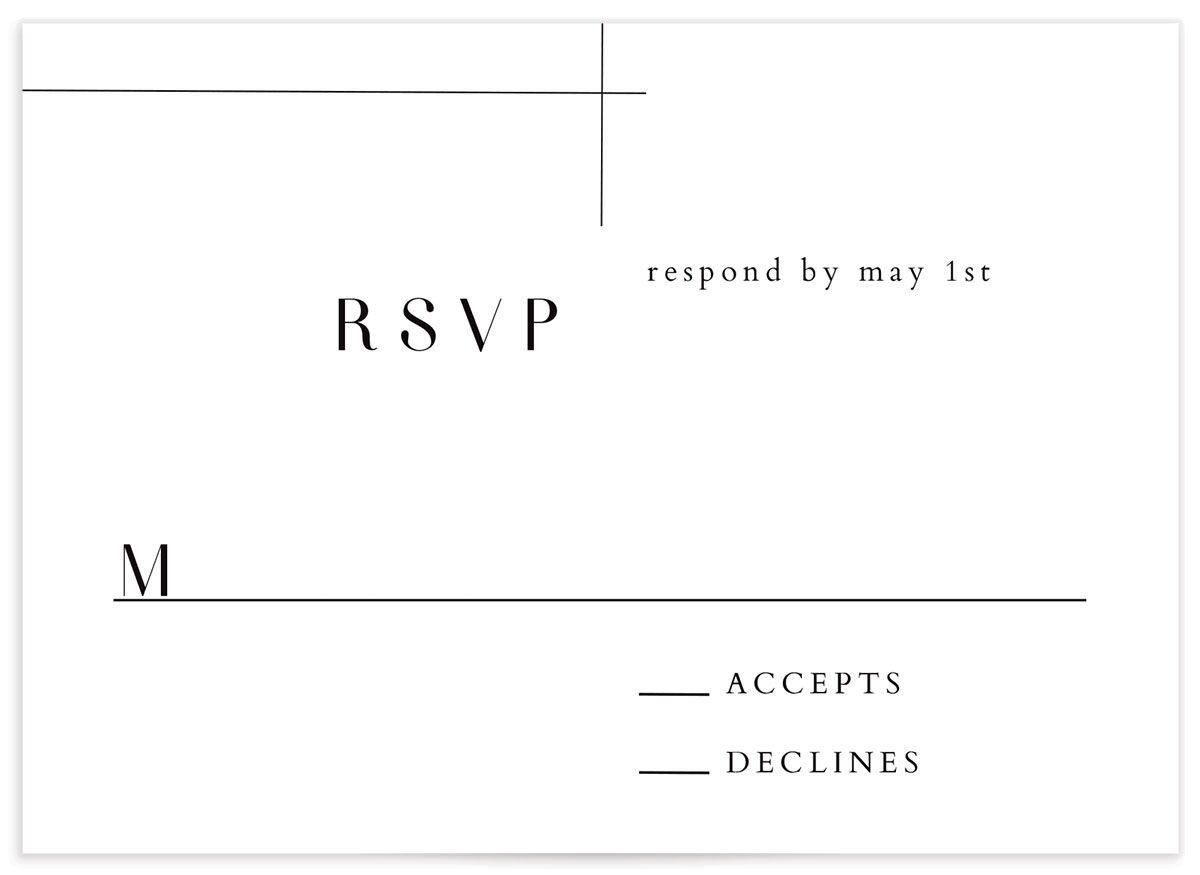 Minimal Lines Wedding Response Cards front in white
