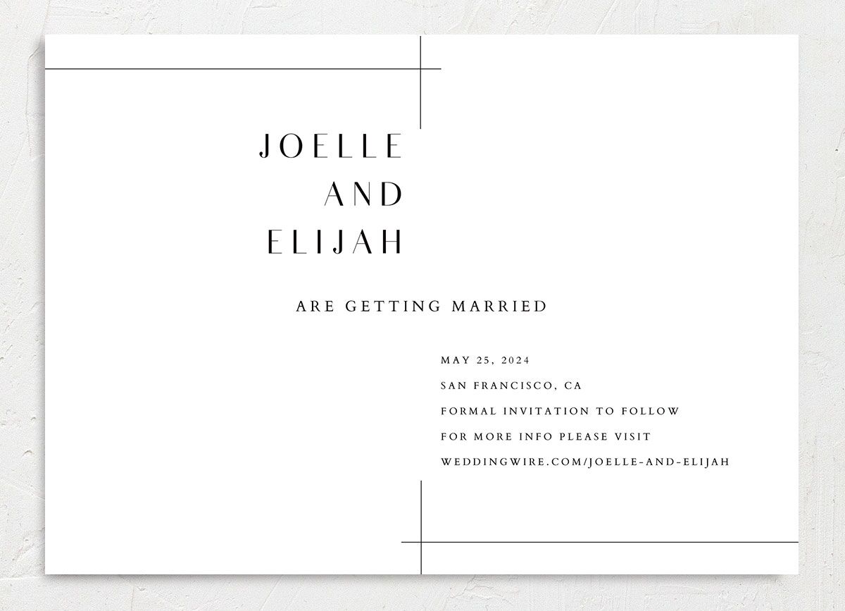 Minimal Lines Save the Date Cards back in white