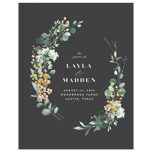 Rustic Greenery Wedding Guest Book Latte