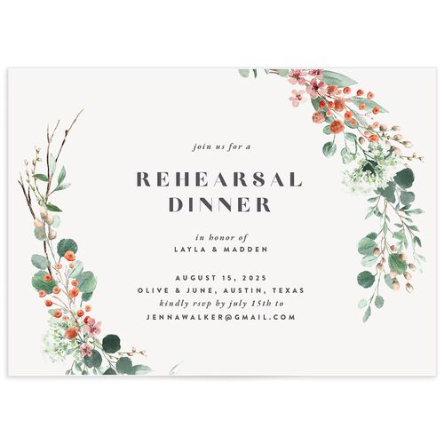 Rustic Greenery Rehearsal Dinner Invitations Rose Gold Recycled Blank