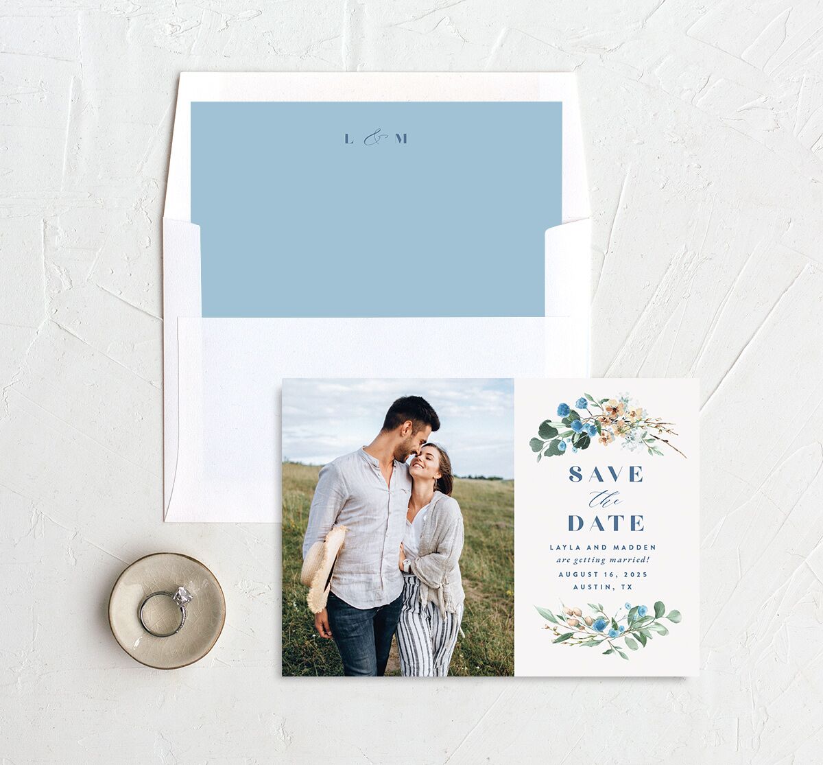 Rustic Greenery Save The Date Cards Cornflower Signature smooth No