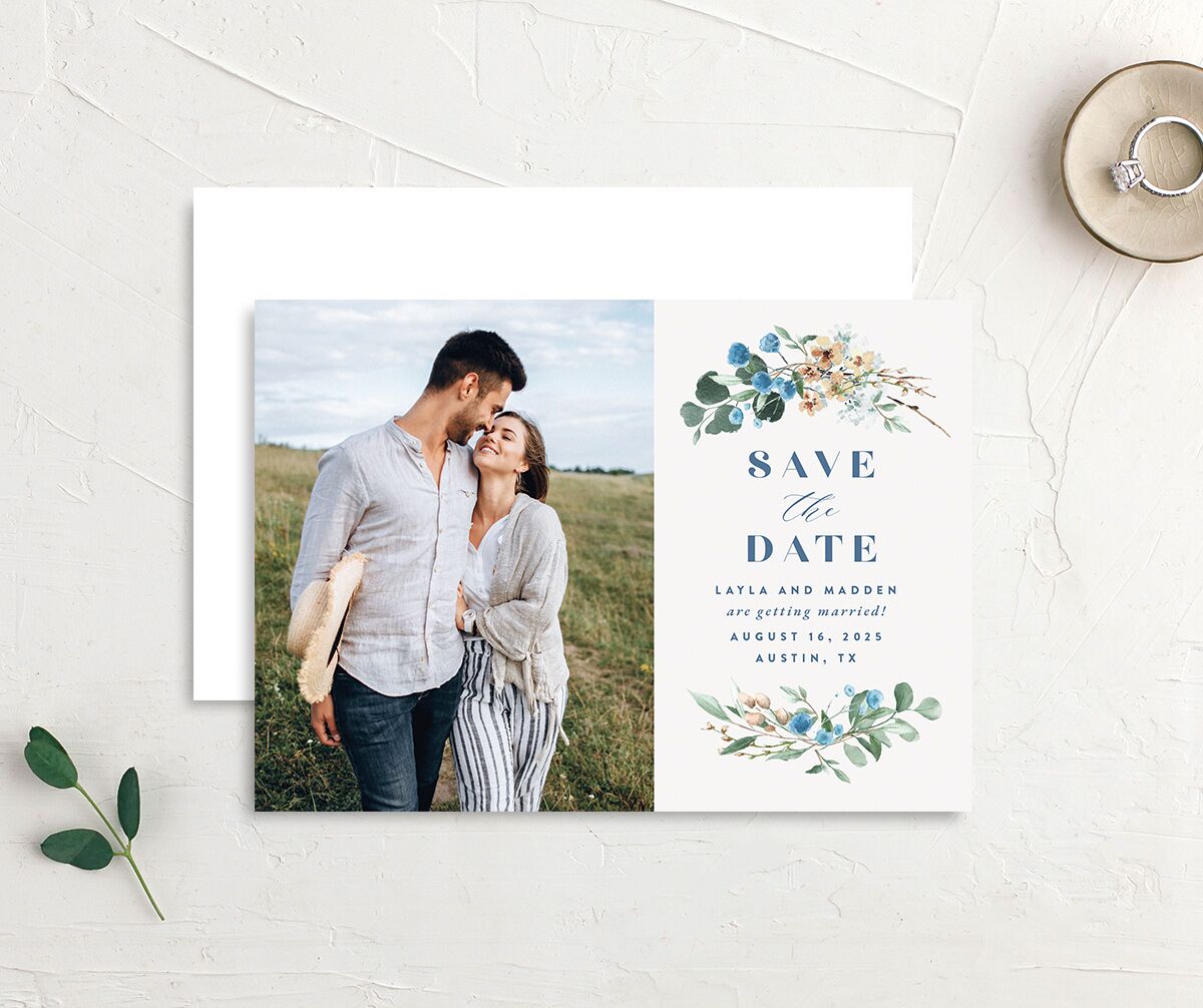 Rustic Greenery Save The Date Cards Cornflower Signature smooth No