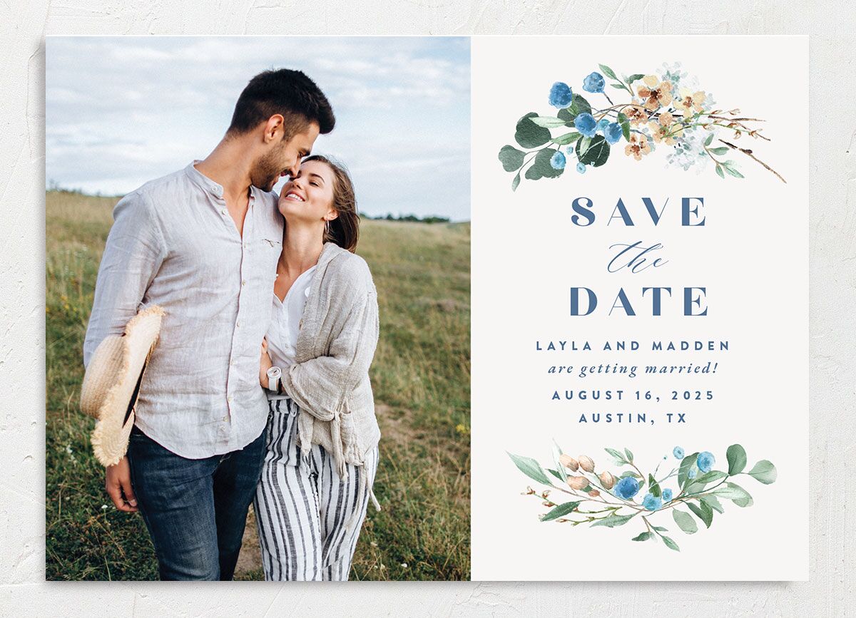 Rustic Greenery Save The Date Cards Cornflower Signature smooth No