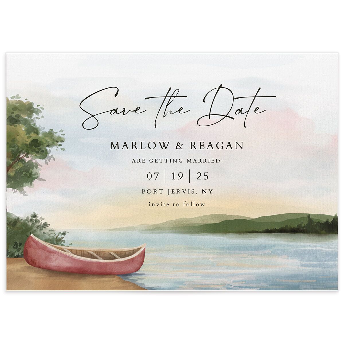 Lakeside Tranquility Save the Date Cards