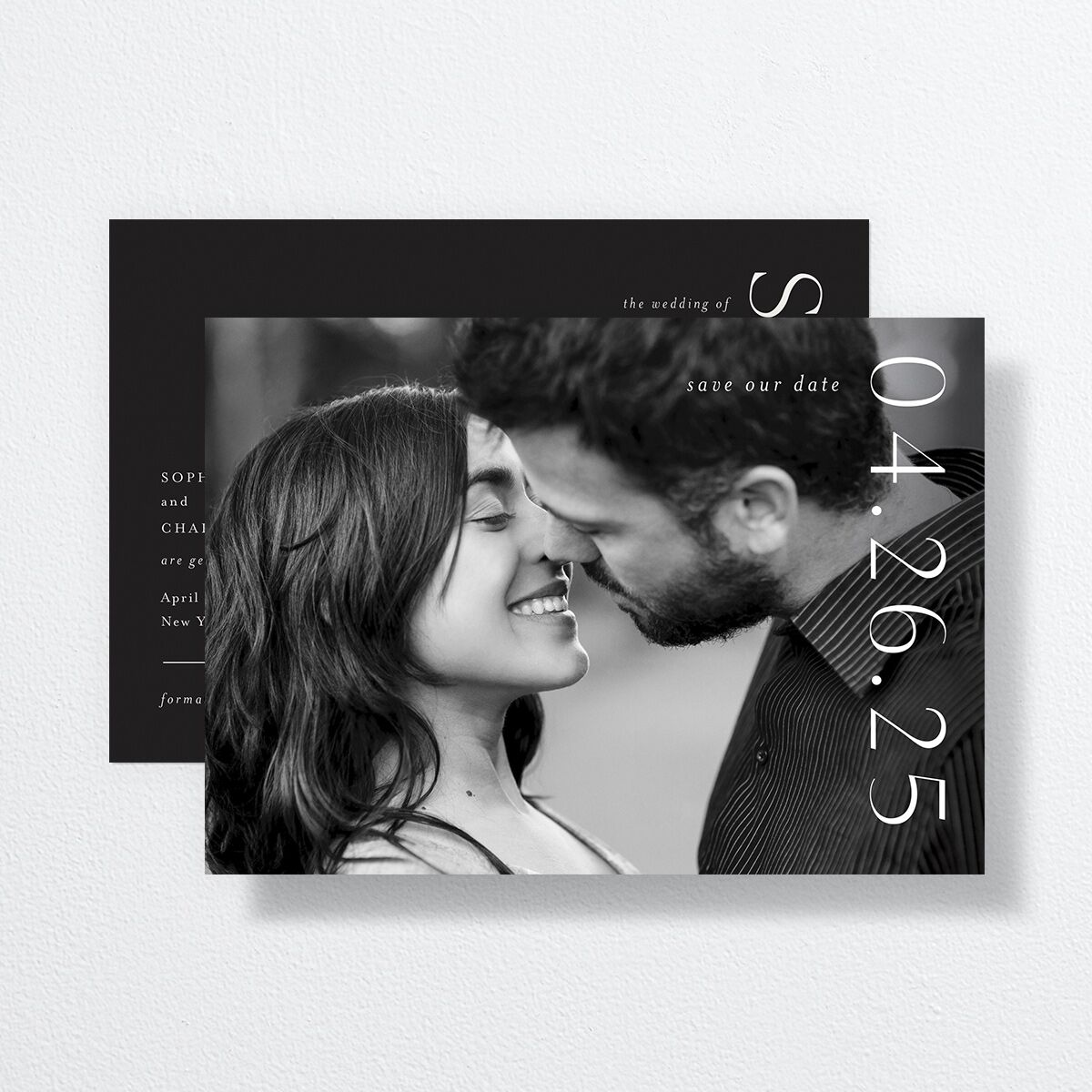 Timeless Elegance Save The Date Cards front-and-back