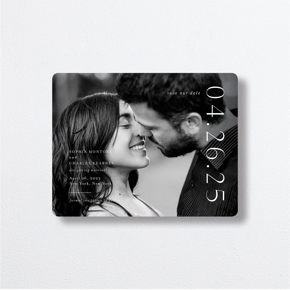 Timeless Elegance Save The Date Magnets front in Black