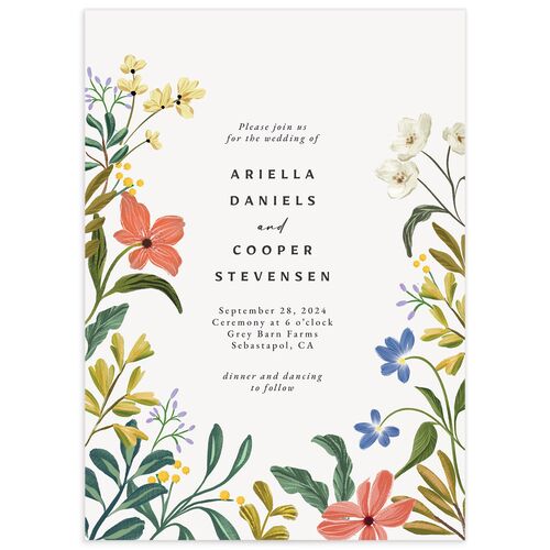 Traditional Blooms Wedding Invitations - Red