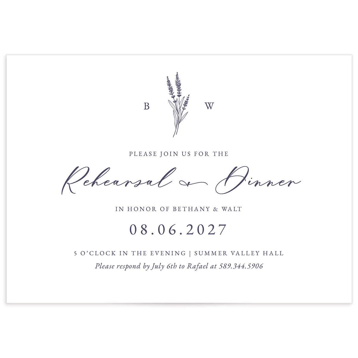 Vintage Lavender Rehearsal Dinner Invitations