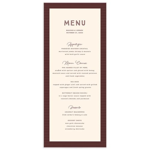Rustic Barn Menus - Burgundy