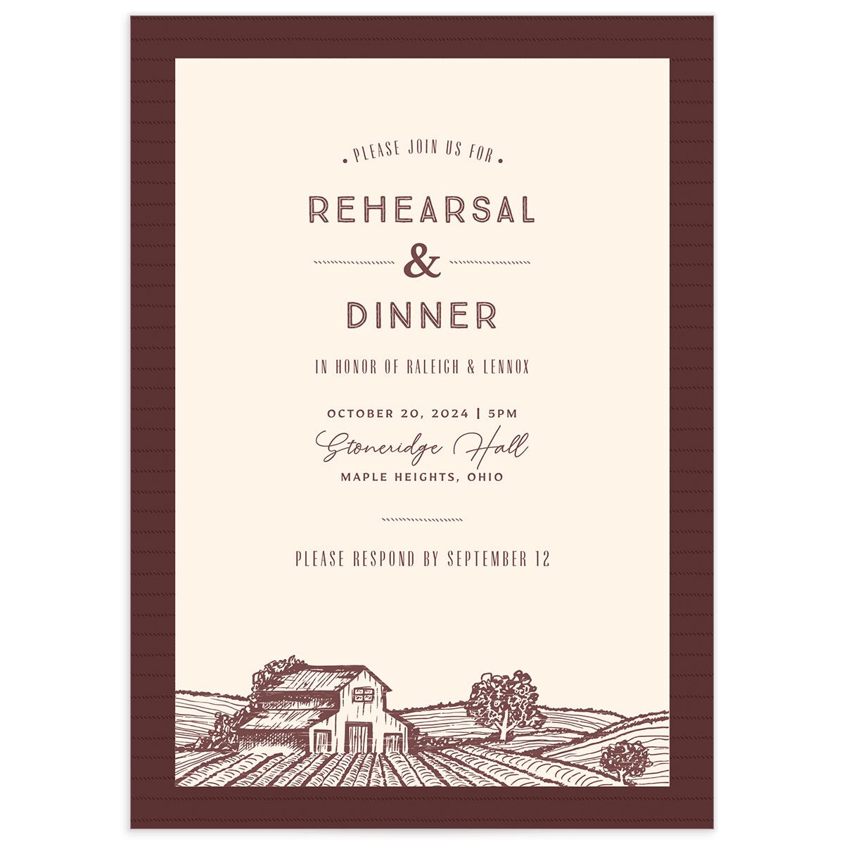 Rustic Barn Rehearsal Dinner Invitations