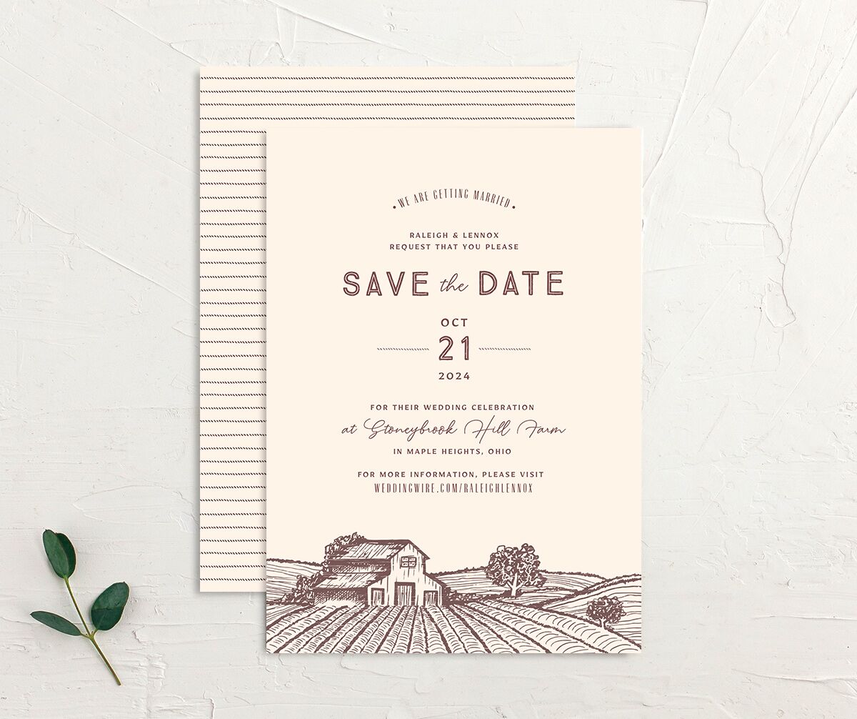 Rustic Barn Save the Date Cards Deep Claret Signature No