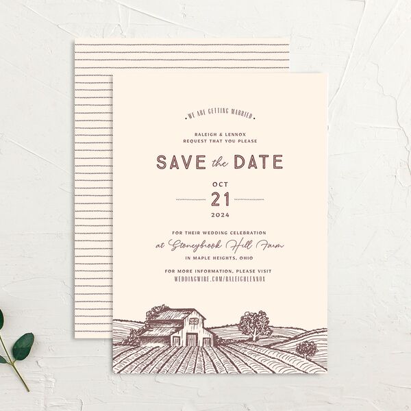 Rustic Barn Save the Date Cards Deep Claret Signature No