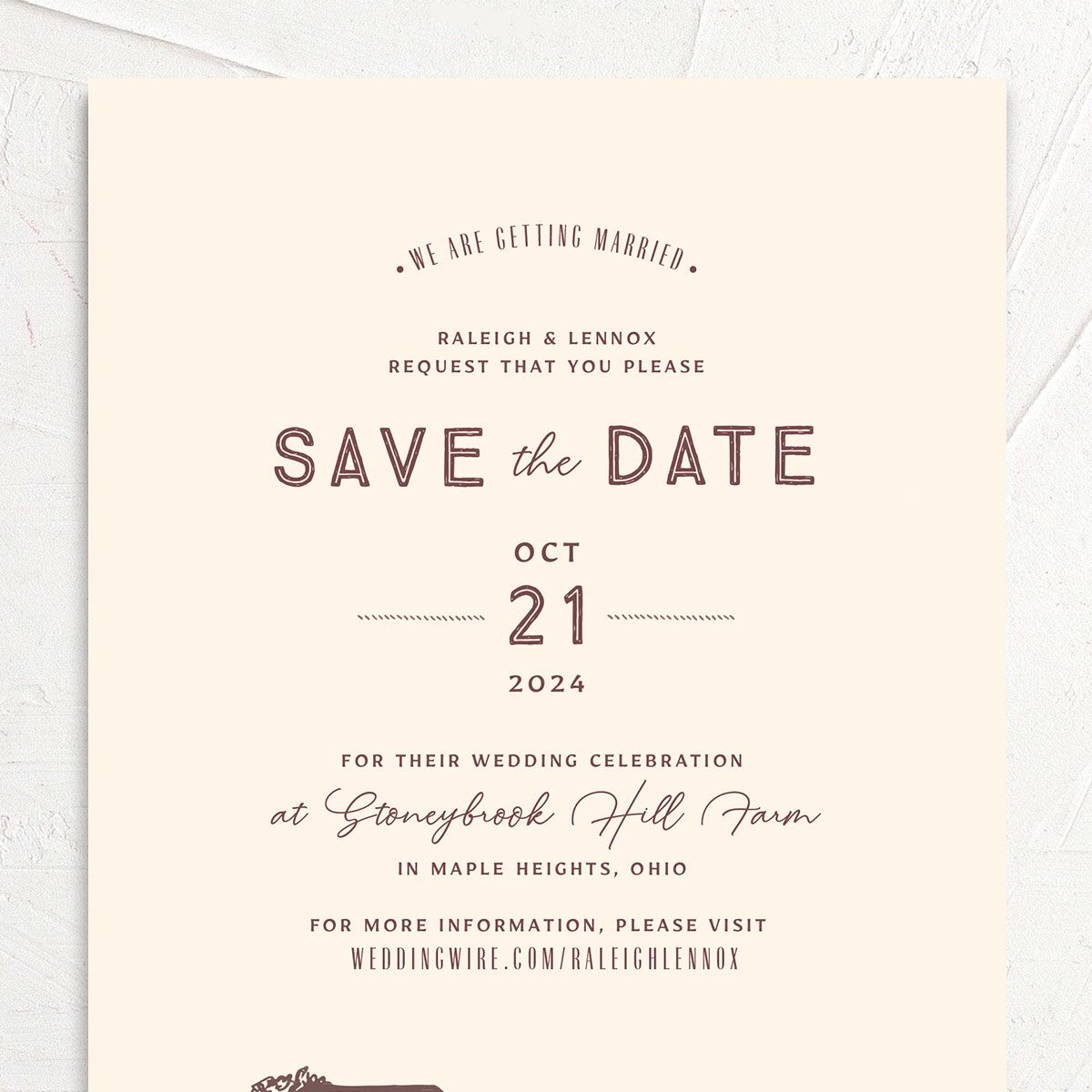 Rustic Barn Save the Date Cards Deep Claret Signature No