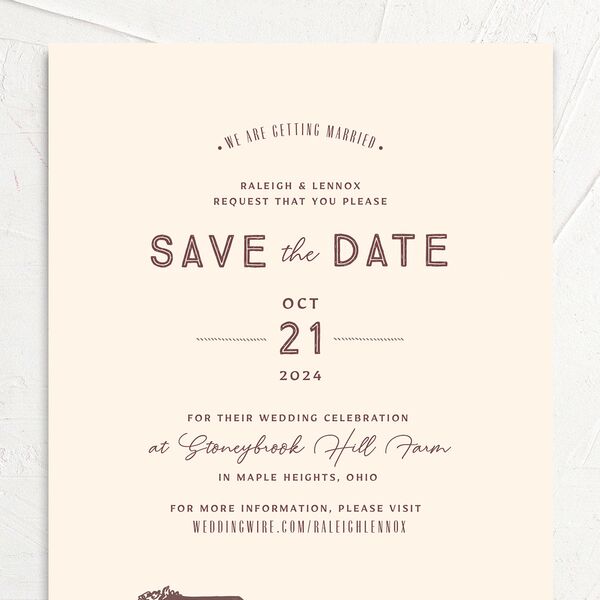 Rustic Barn Save the Date Cards Deep Claret Signature No