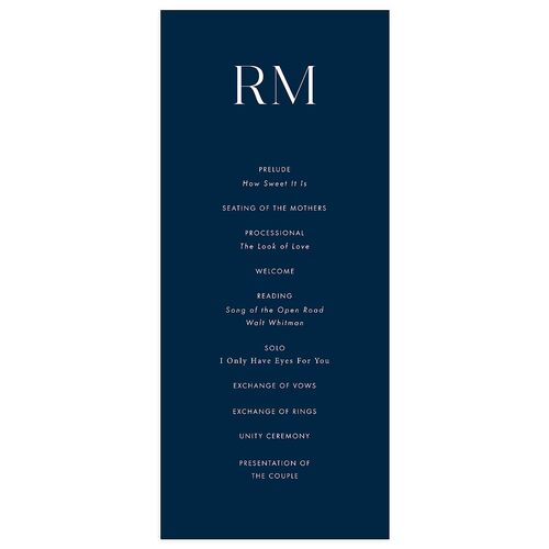 Modern Contrast Wedding Programs Navy Signature
