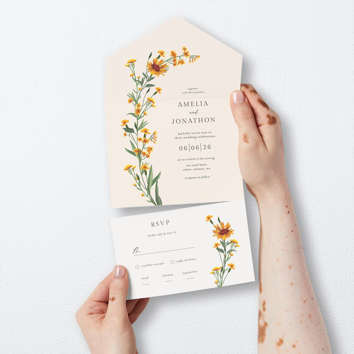 Wild Daisies All-in-One Wedding Invitations — view 3
