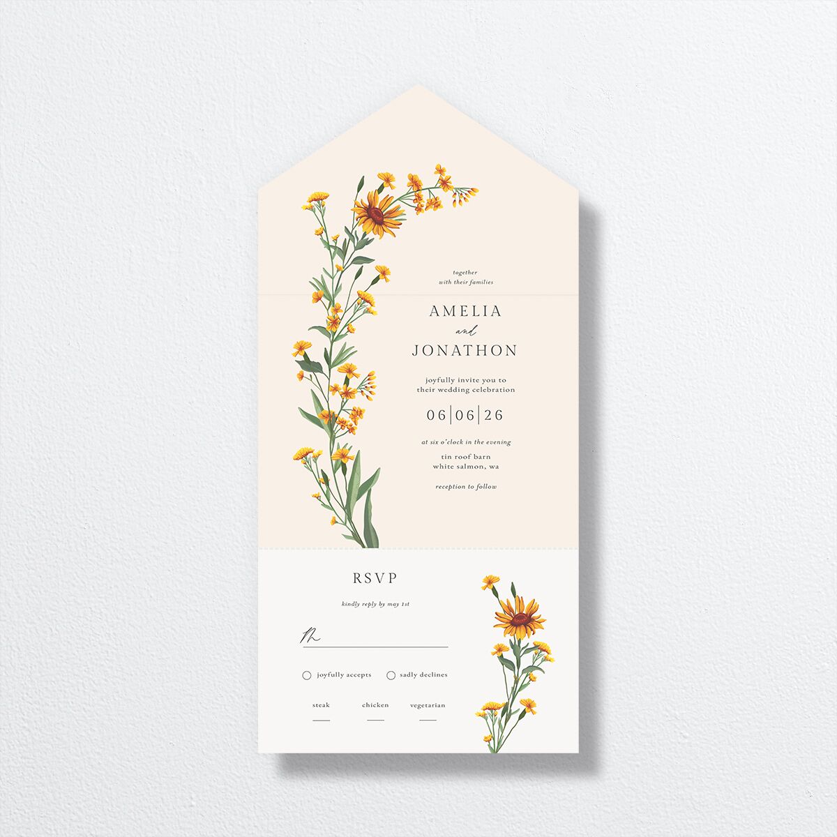 Wild Daisies All-in-One Wedding Invitations — view 1