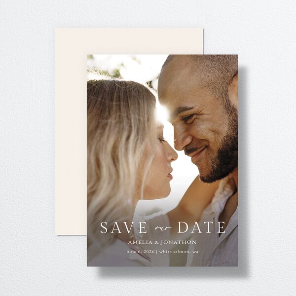 Wild Daisies Save the Date Cards front-and-back in Yellow